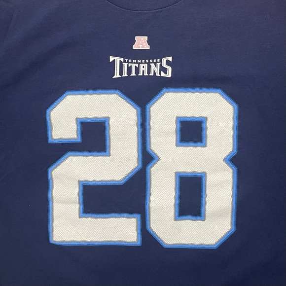 WORN Tennessee Titans NFL Chris Johnson (CJ2K) #28 Tee “Navy” - Picture 3 of 6
